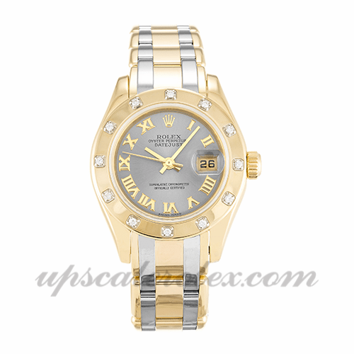 Cassa da 28 mm Rolex Pearlmaster 80318 da donna Movimento automatico quadrante rodio