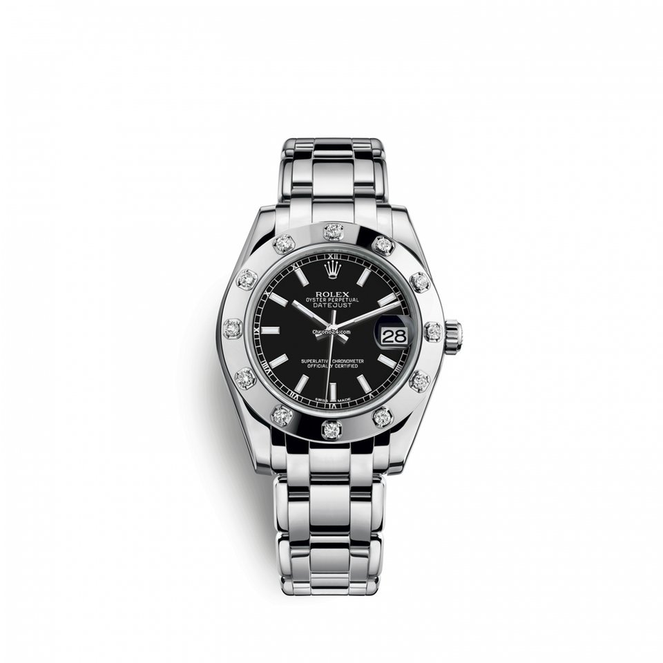 Replica Swiss Rolex Pearlmaster 34 34mm 18k White Gold 81319-0027 Orologio di medie dimensioni