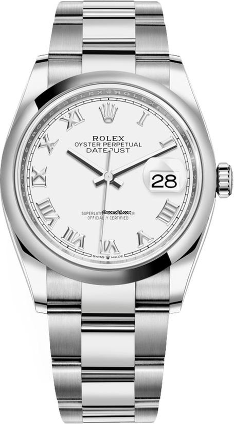 Migliore replica Rolex Datejust 36 mm in acciaio inossidabile 126200 bianco romano Oyster