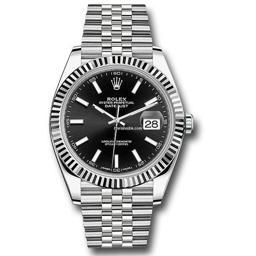 Replica di qualità Rolex Datejust 41 acciaio e oro bianco - lunetta scanalata - Jubilee 126334 Bkij