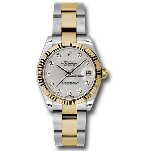 Replica di qualità Rolex Datejust 31 mm - Acciaio e oro giallo - Lunetta scanalata - Oyster 178273 Sdo