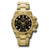 Acquista falso Rolex Cosmograph Daytona quadrante nero 18k oro giallo Bracciale Oyster automatico Mens Watch 116528bkdo