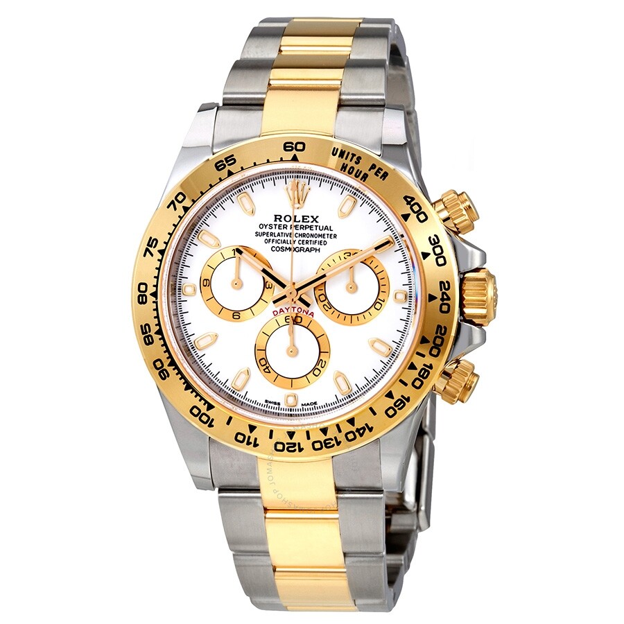 Migliore replica Rolex Cosmograph Daytona quadrante bianco in acciaio inossidabile e oro giallo 18 carati Bracciale Oyster Bracciale automatico Mens Watch 116503 Wso