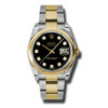 Migliore replica Rolex Datejust 36 quadrante nero in acciaio inossidabile e oro giallo 18 carati Oyster Bracciale automatico Mens Watch 116203bkdo