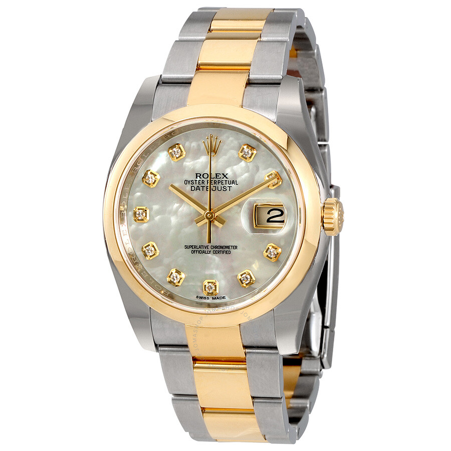 Miglior replica Rolex Datejust 36 madreperla quadrante in acciaio inossidabile e oro giallo 18 carati Oyster Bracciale automatico Mens Watch 116203mdo