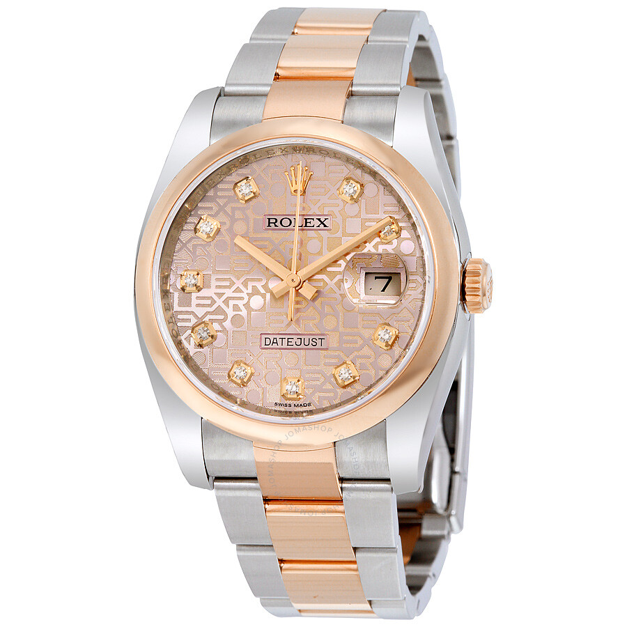 Migliore replica Rolex Datejust 36 rosa giubileo diamante quadrante in acciaio e 18k Everose oro Oyster Mens Watch 116201pjdo