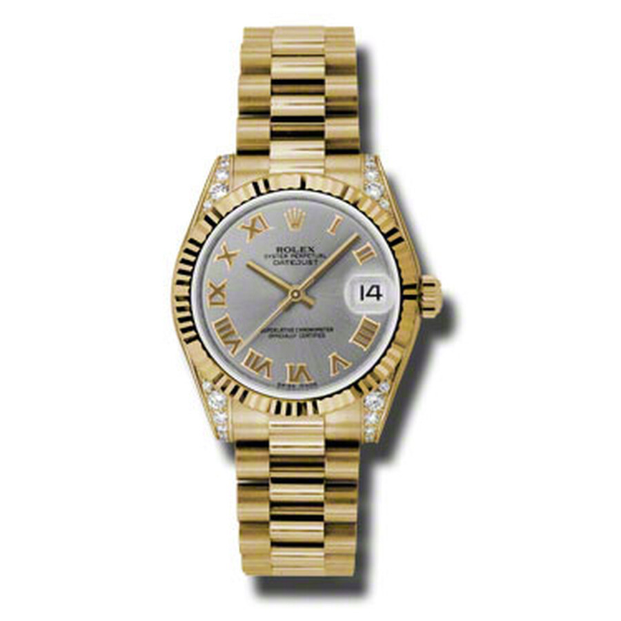 Replica di lusso Rolex Datejust Lady 31 quadrante grigio 18k oro giallo presidente automatico orologio da donna 178238grp