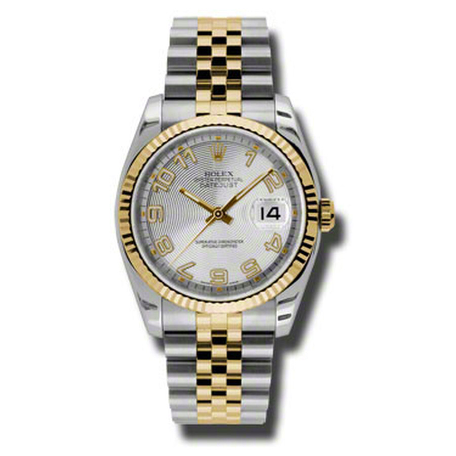 Orologio falso Rolex Oyster Perpetual Datejust 36 quadrante argento in acciaio inossidabile e oro giallo 18 carati Jubilee Bracciale automatico orologio da uomo 116233scaj